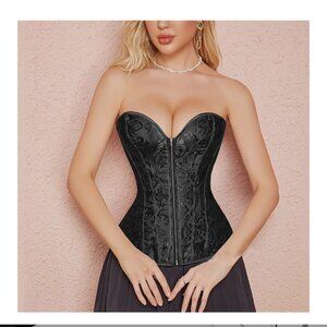 Women's Lace Up Boned Overbust Corset Body shaper top Halloween costume Retro